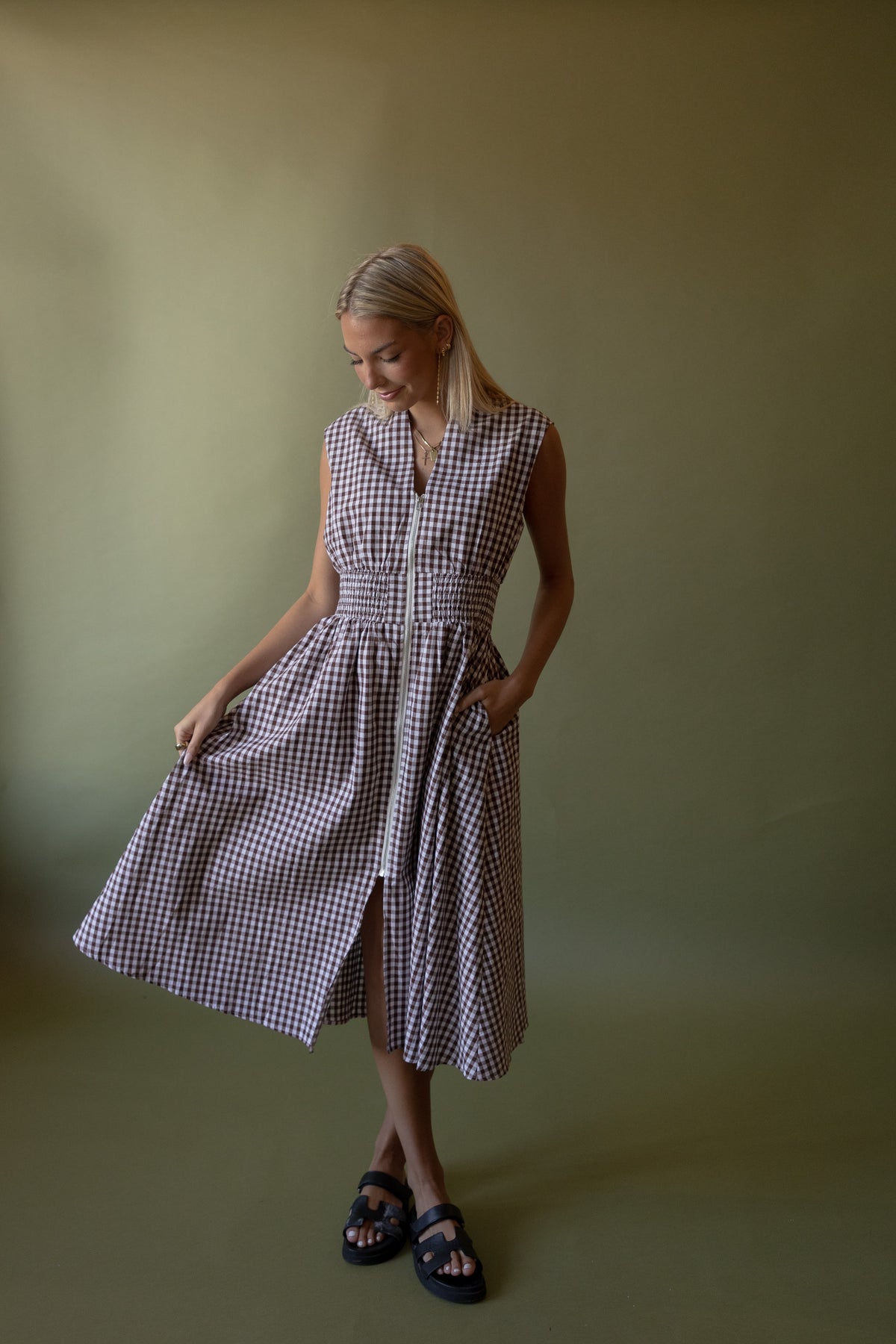 Reeves Gingham Zipper Dress