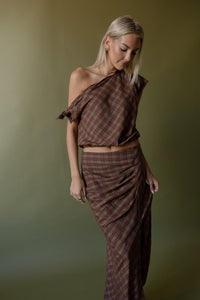 Moxie Plaid Assymetric Top
