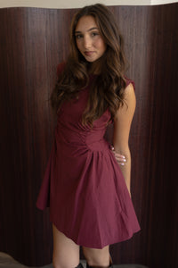 Resa Rouched Dress (maroon)