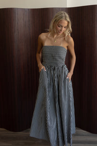 Rhys Striped Tube Dress (black)