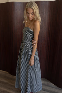 Rhys Striped Tube Dress (black)