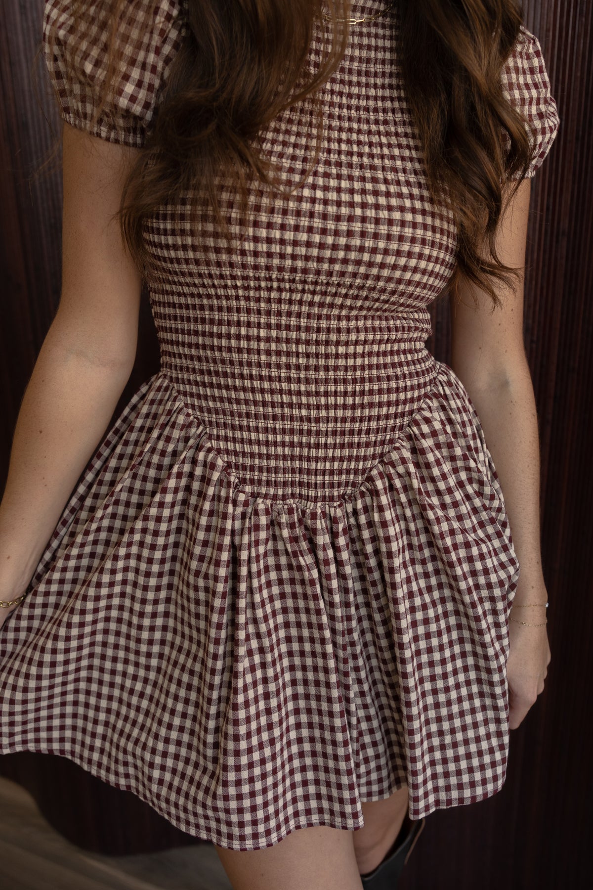 Jain Gingham Mini Dress (maroon)