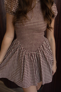 Jain Gingham Mini Dress (maroon)