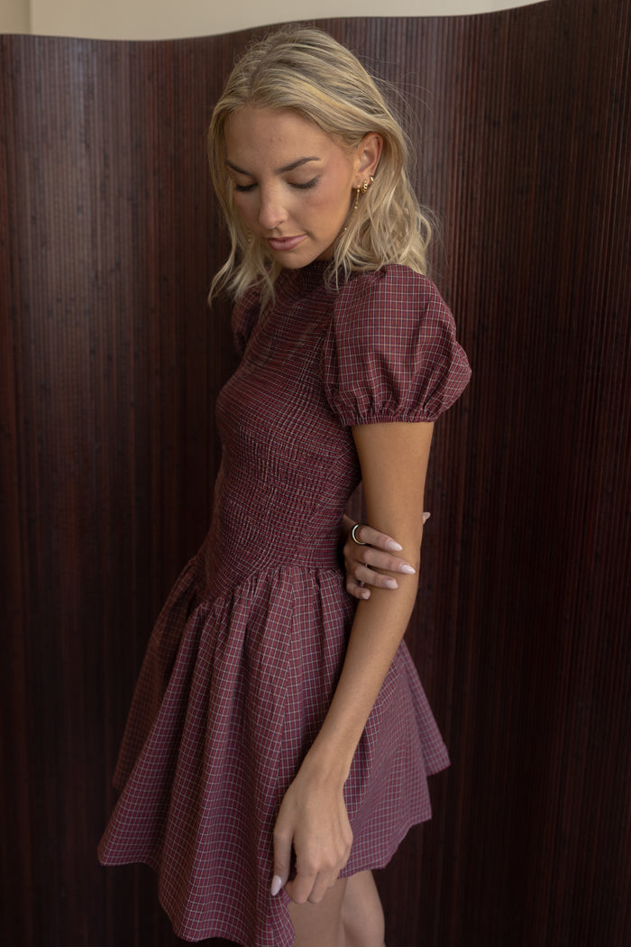 Hayley Burgundy Mini Dress
