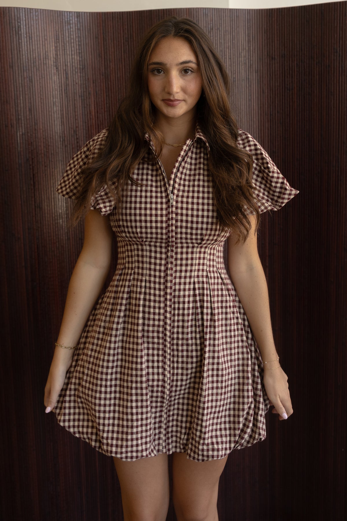 Owen Gingham Dress (maroon)