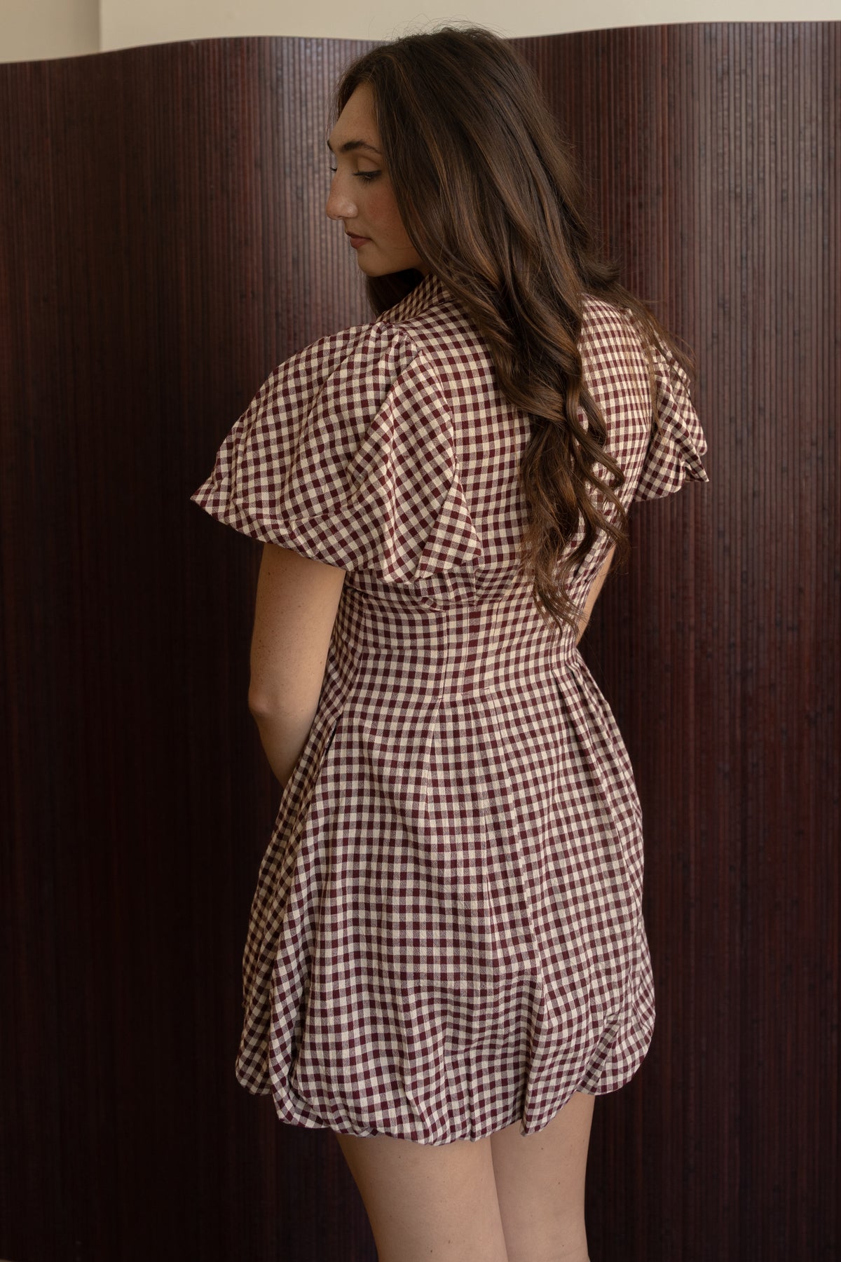 Owen Gingham Dress (maroon)