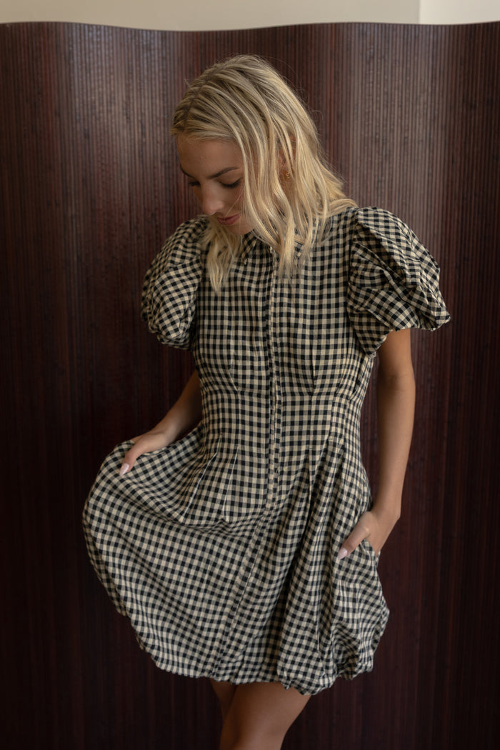 Owen Gingham Dress (black)