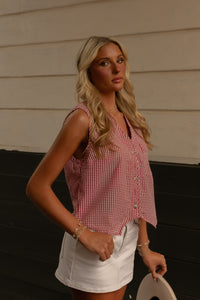Gingham Molly Top (red)