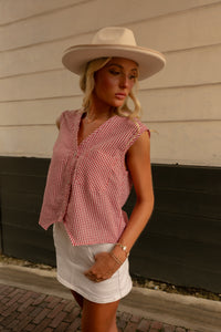 Gingham Molly Top (red)