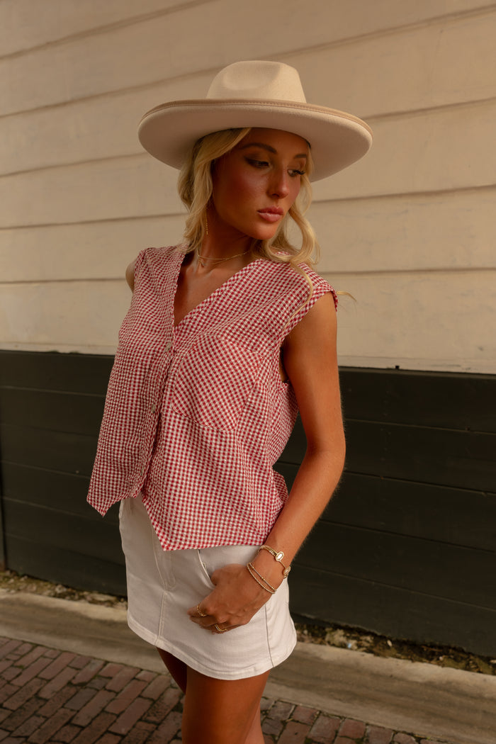 Gingham Molly Top (red)