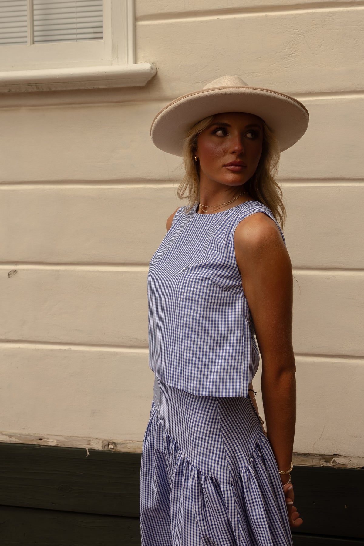 Gingham Tank (navy)