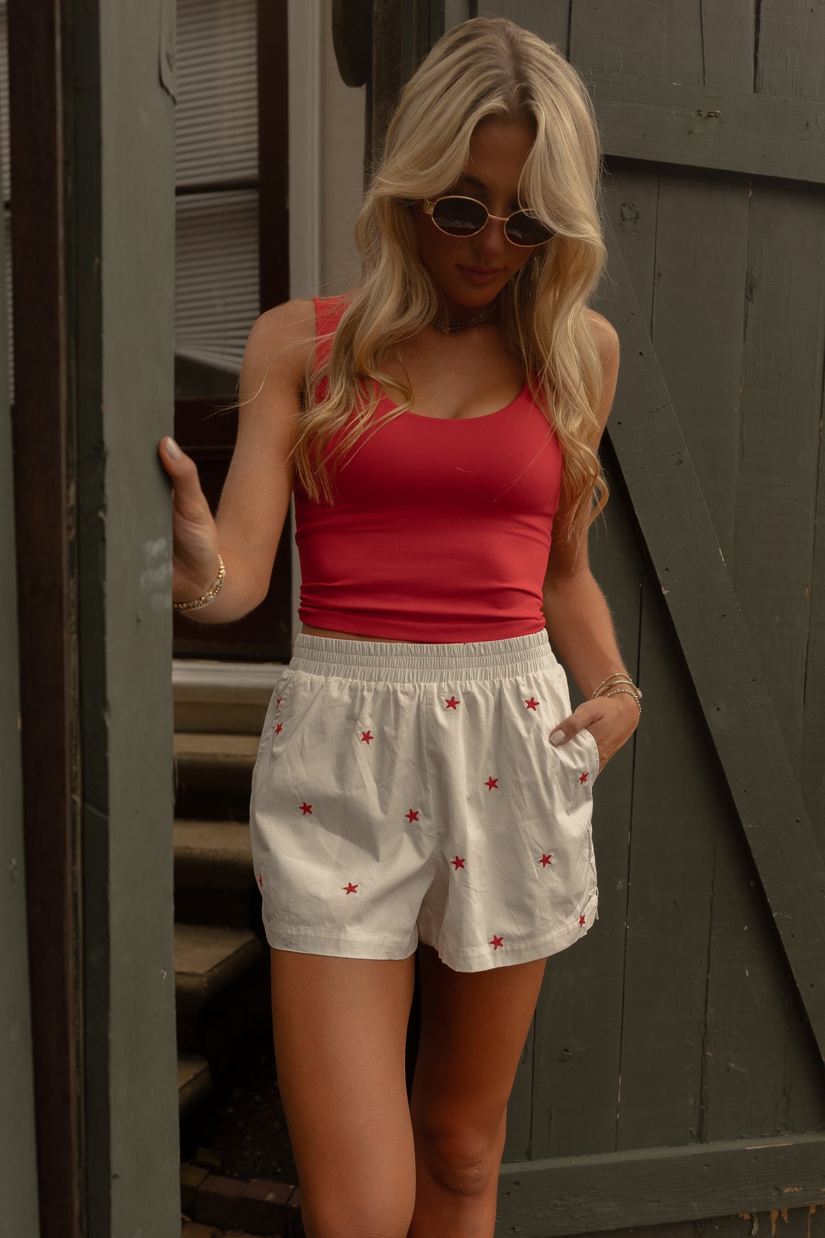 Embroidered Star Shorts