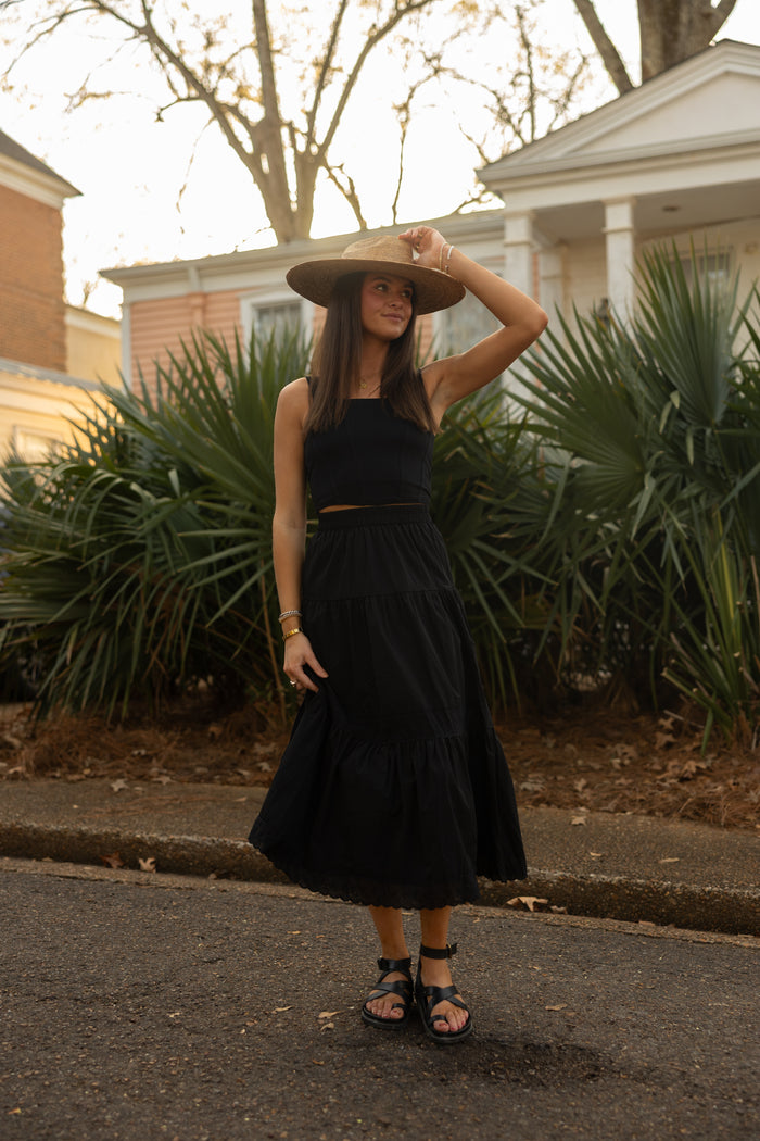 Lorraina Lace Trim Skirt (black) - GEORGE-MARY'S