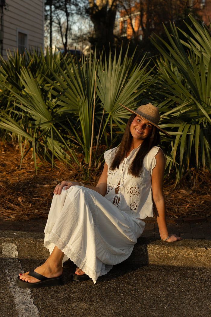 Lorraina Lace Trim Skirt (white) - GEORGE-MARY'S