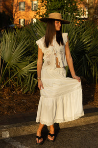 Lorraina Lace Trim Skirt (white) - GEORGE-MARY'S