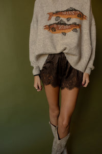 Lace Satin Shorts (chocolate)