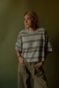 Olive Striped Sweater - GEORGE-MARY'S