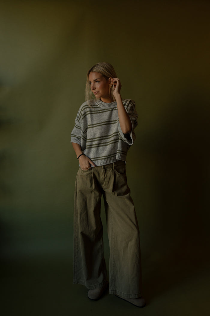 Olive Striped Sweater