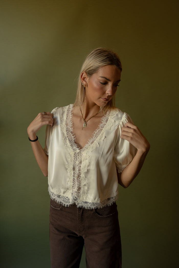 Annalise Satin Top (cream)