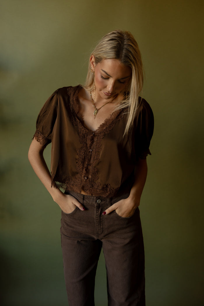 Annalise Satin Top (chocolate)