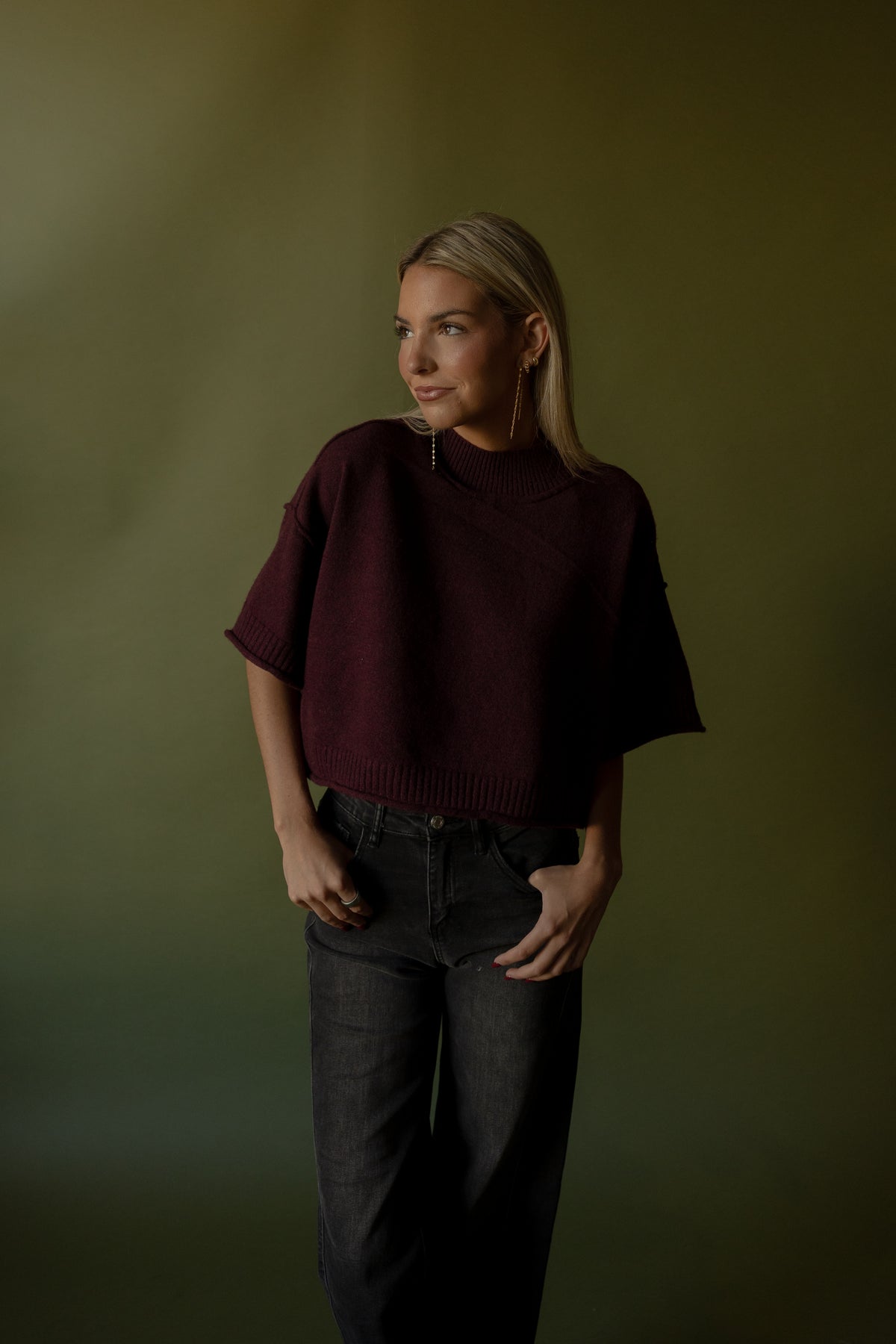 Parks Boxy Knit Sweater (wine)