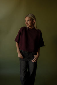 Parks Boxy Knit Sweater (wine)