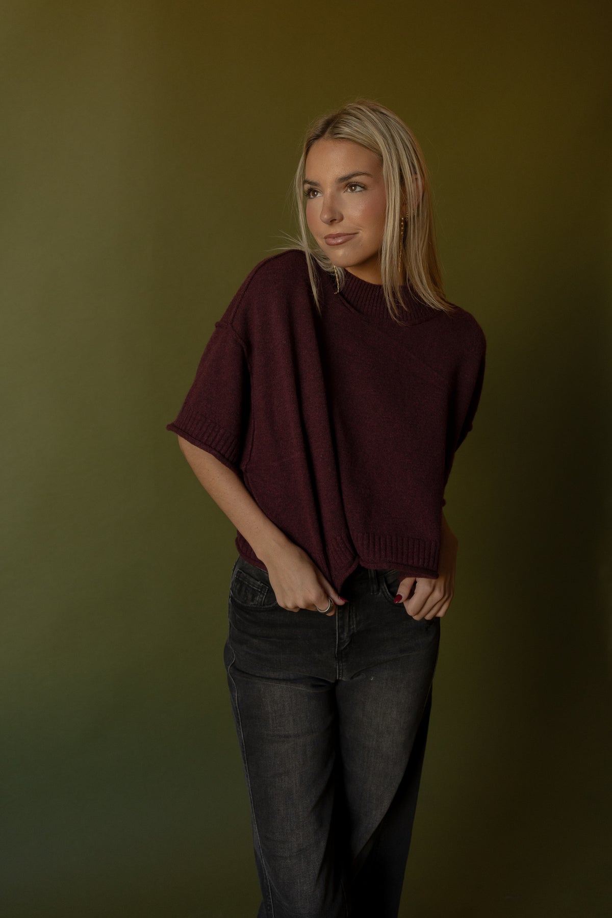 Parks Boxy Knit Sweater (wine)