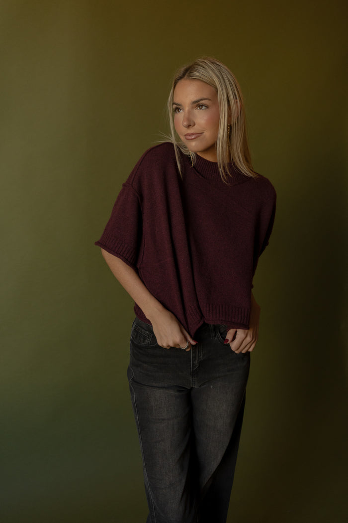 Parks Boxy Knit Sweater (wine)
