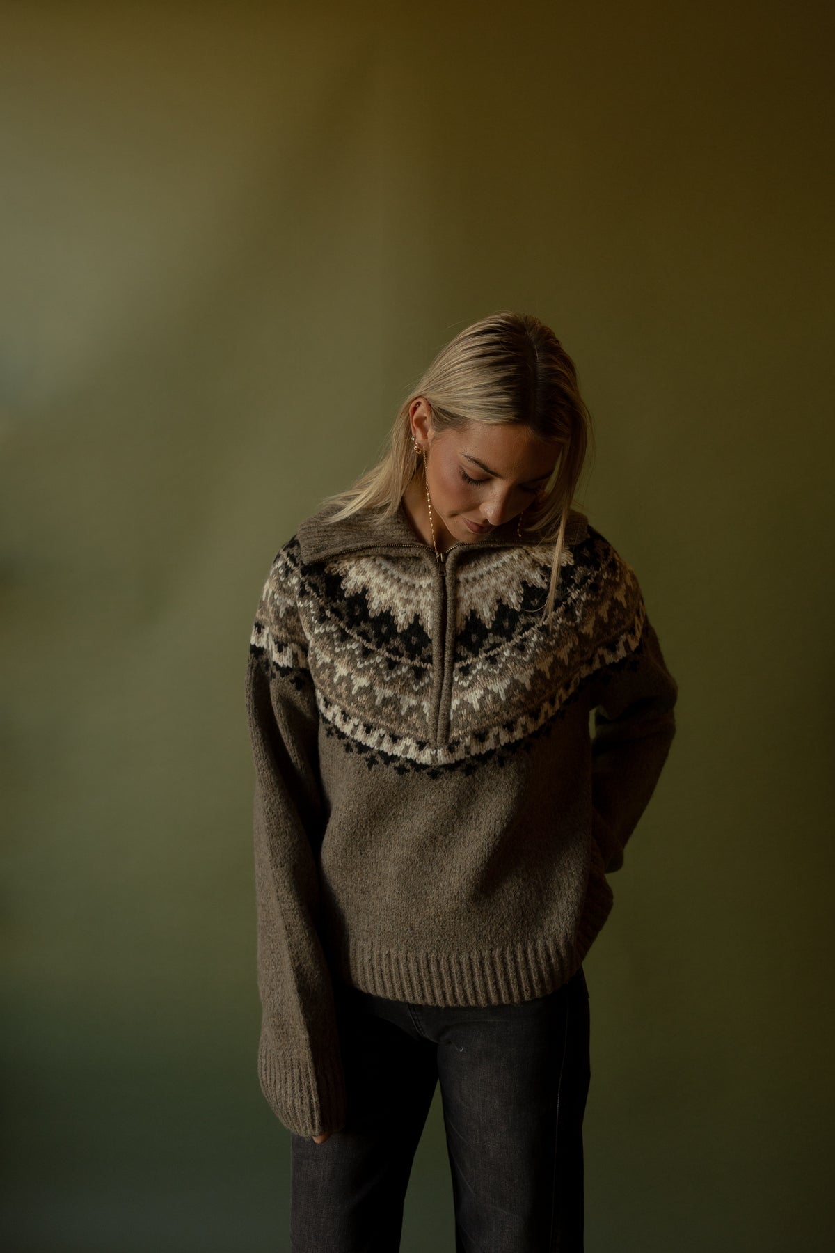 Fair Isle Zipper Sweater