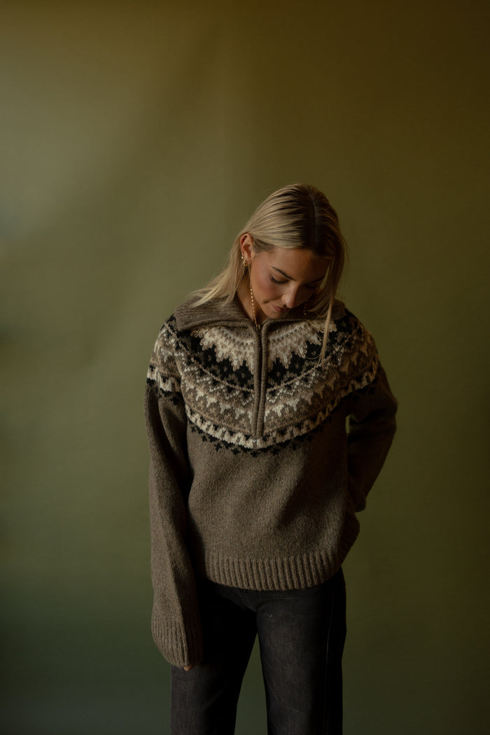 Fair Isle Zipper Sweater