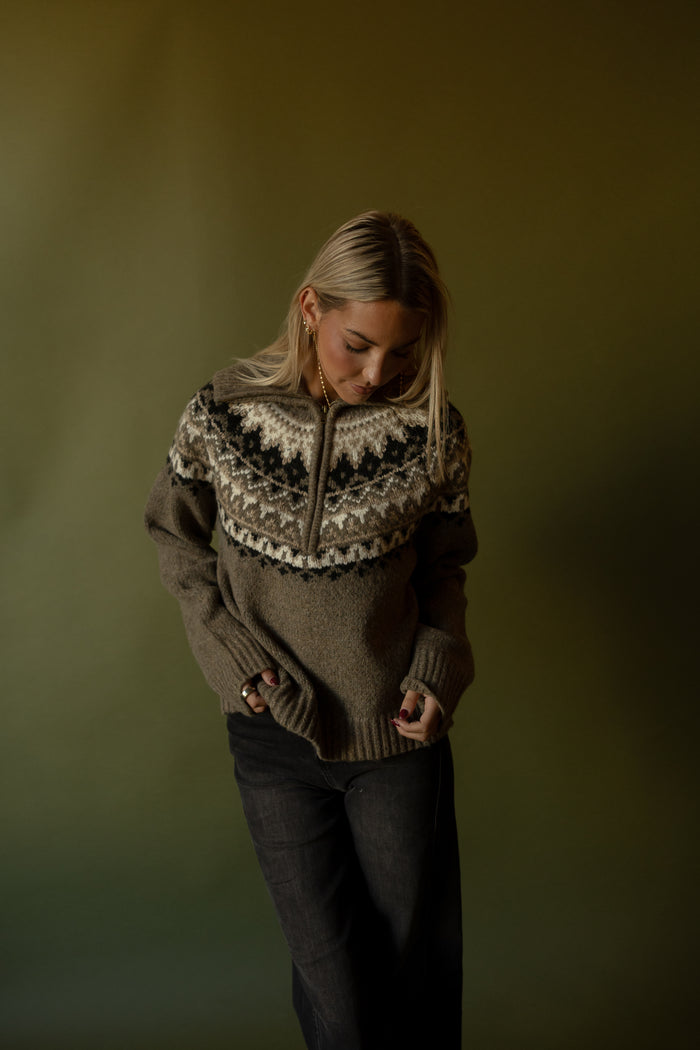 Fair Isle Zipper Sweater