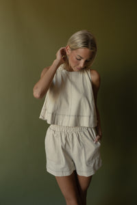 Contrast Stitched Shorts (taupe)