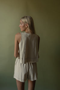 Contrast Stitched Shorts (taupe)