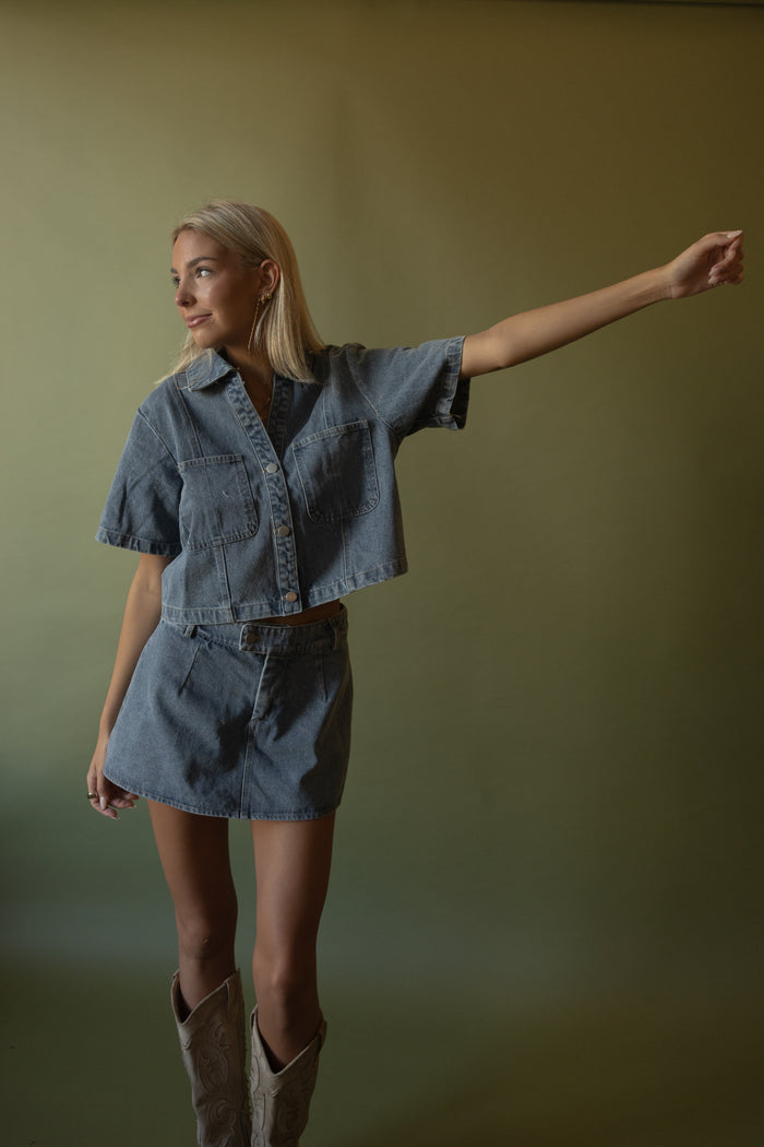 Washed Denim Top