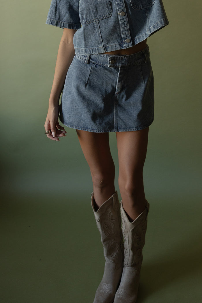 Washed Denim Skort