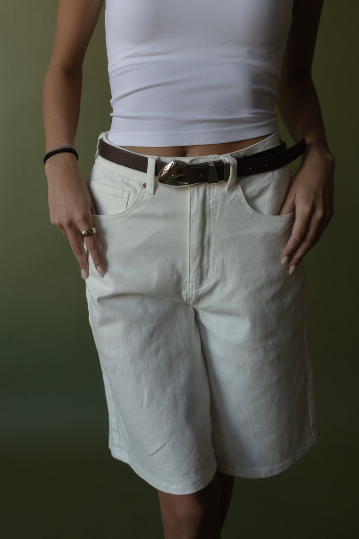 Classic White Denim Bermuda Short