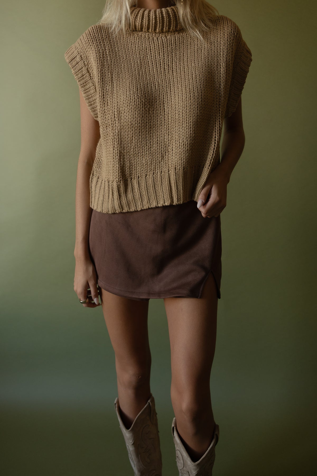 Ryder Suede Skort (espresso) - GEORGE-MARY'S