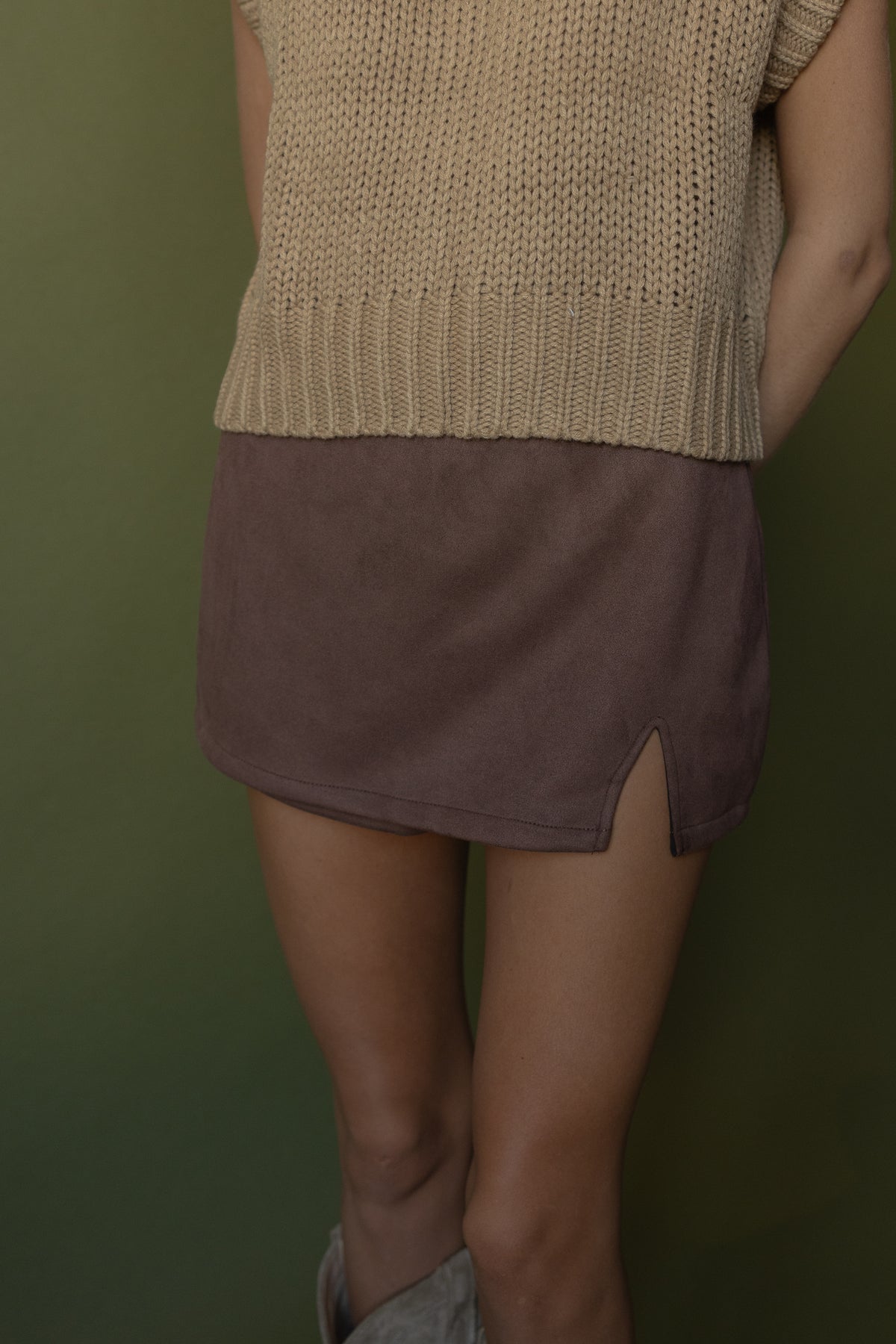 Ryder Suede Skort (espresso) - GEORGE-MARY'S