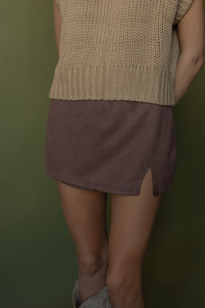 Ryder Suede Skort (espresso) - GEORGE-MARY'S