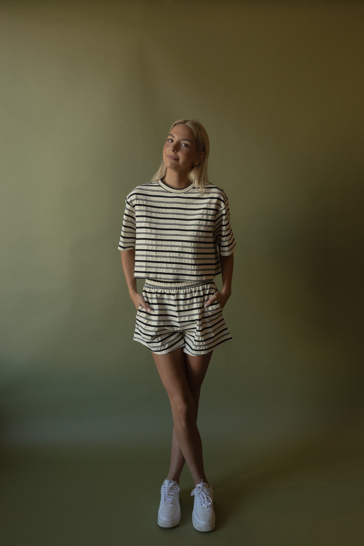 Drew Striped Boxy Top (b/w)