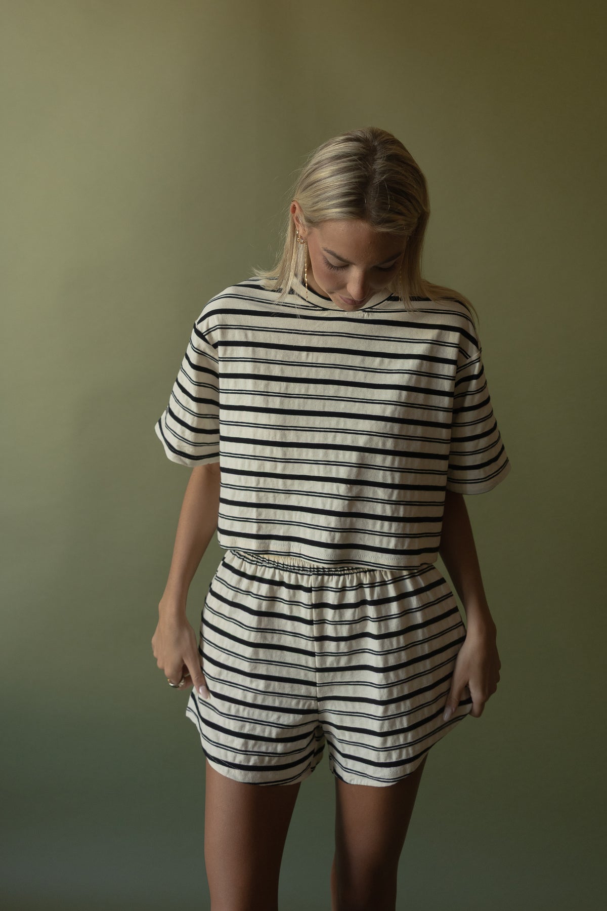 Drew Striped Boxy Top (b/w)