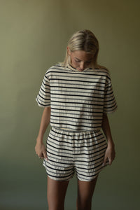 Drew Striped Boxy Top (b/w)