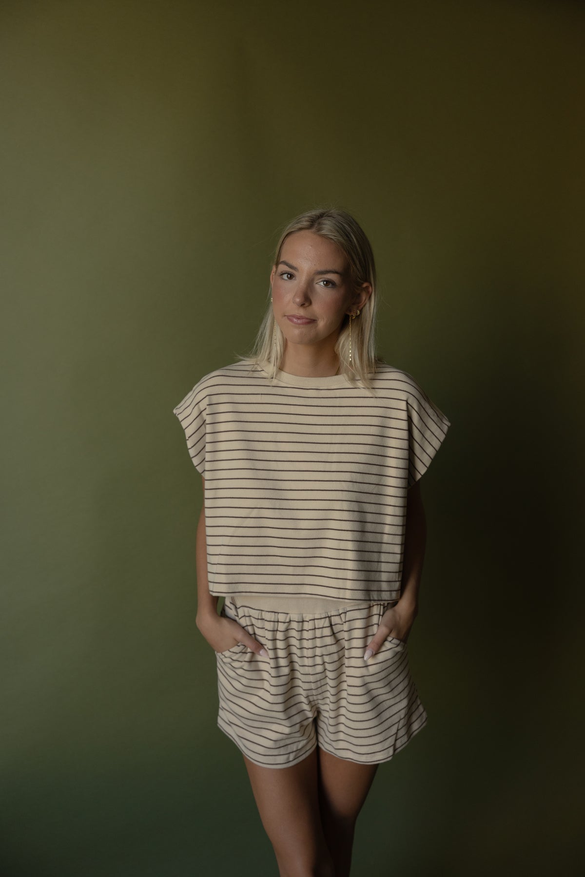 Monroe Striped Boxy Tee (tan/brown)