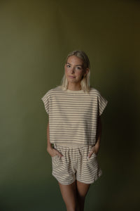 Monroe Striped Boxy Tee (tan/brown)