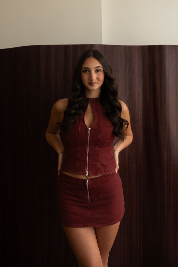Rowie Lowrise Skirt (maroon)