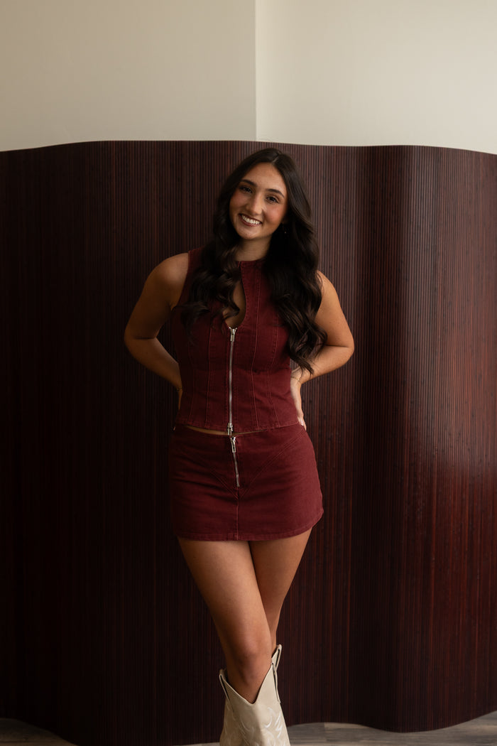 Rowie Lowrise Skirt (maroon)