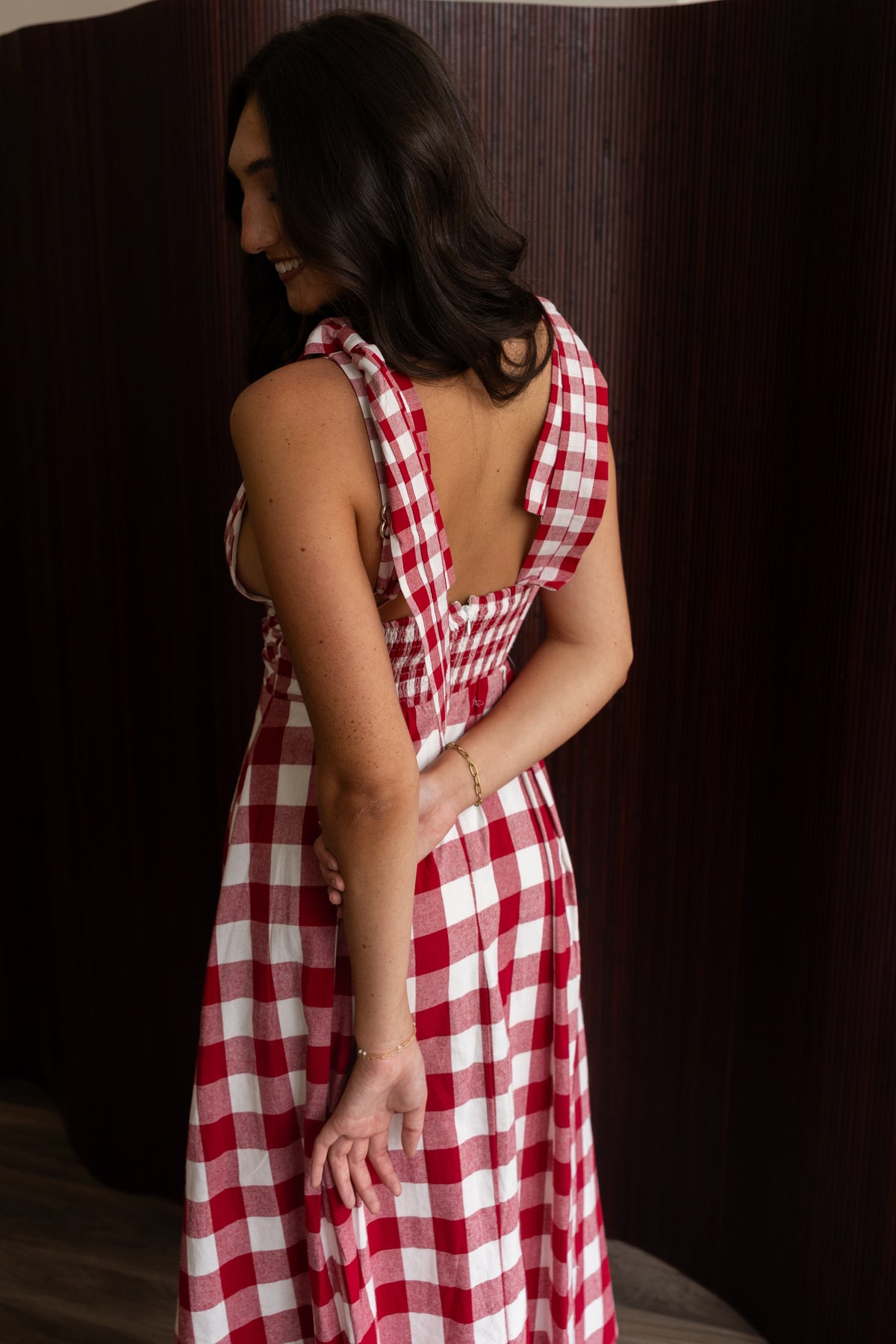 Checkered Maxi Dress (maroon)