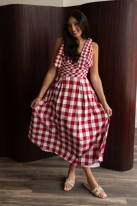 Checkered Maxi Dress (maroon)