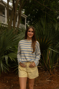 Piper Cardigan (lt blue stripe/ivory) - GEORGE-MARY'S