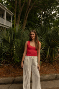 Bermuda Linen Pants (ivory) - GEORGE-MARY'S
